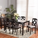 Baxton Studio Ruth Modern Transitional Grey Fabric Upholstered and Dark Brown Finished Wood 7-Piece Dining Set - Ruth-Grey/Dark Brown-7PC Dining Set