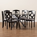 Baxton Studio Carlin Modern Transitional Grey Fabric Upholstered and Dark Brown Finished Wood 7-Piece Dining Set - Carlin-Grey/Dark Brown-7PC Dining Set