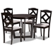 Baxton Studio Morigan Modern Transitional Grey Fabric Upholstered and Dark Brown Finished Wood 5-Piece Dining Set