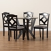 Baxton Studio Riona Modern Transitional Grey Fabric Upholstered and Dark Brown Finished Wood 5-Piece Dining Set - Riona-Grey/Dark Brown-5PC Dining Set