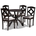 Baxton Studio Nesa Modern Transitional Grey Fabric Upholstered and Dark Brown Finished Wood 5-Piece Dining Set