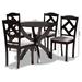 Baxton Studio Nesa Modern Transitional Grey Fabric Upholstered and Dark Brown Finished Wood 5-Piece Dining Set - Nesa-Grey/Dark Brown-5PC Dining Set