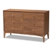 Baxton Studio Landis Mid-Century Modern Ash Walnut Finished Wood 6-Drawer Dresser