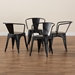 Baxton Studio Ryland Modern Industrial Black Finished Metal 4-Piece Dining Chair Set - AY-MC02-Black Matte-DC
