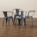 Baxton Studio Ryland Modern Industrial Grey Finished Metal 4-Piece Dining Chair Set - AY-MC02-Dark Grey-DC