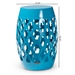 Baxton Studio Branson Modern and Contemporary Blue Finished Metal Outdoor Side Table - H01-101370C Blue Metal Side Table