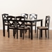 Baxton Studio Ruth Sand Fabric Upholstered and Dark Brown Finished Wood 7-Piece Dining Set - Ruth-Sand/Dark Brown-7PC Dining Set