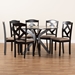 Baxton Studio Carlin Sand Fabric Upholstered and Dark Brown Finished Wood 7-Piece Dining Set - Carlin-Sand/Dark Brown-7PC Dining Set