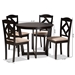 Baxton Studio Morigan Sand Fabric Upholstered and Dark Brown Finished Wood 5-Piece Dining Set - Morigan-Sand/Dark Brown-5PC Dining Set