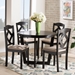 Baxton Studio Morigan Sand Fabric Upholstered and Dark Brown Finished Wood 5-Piece Dining Set - Morigan-Sand/Dark Brown-5PC Dining Set