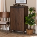 Baxton Studio Talon Modern and Contemporary Two-Tone Walnut Brown and Dark Grey Finished Wood 2-Door Shoe Storage Cabinet - SESC70210WI-Columbia/Dark Grey-Shoe Cabinet