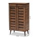 Baxton Studio Salma Modern and Contemporary Walnut Brown Finished Wood 2-Door Shoe Storage Cabinet - SESC70180WI-Columbia-Shoe Cabinet