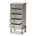 Baxton Studio Callen Classic and Traditional Brushed Silver Finished Wood 5-Drawer Chest - JY18B015-Silver-5DW-Cabinet