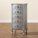 Baxton Studio Callen Classic and Traditional Brushed Silver Finished Wood 5-Drawer Chest - JY18B015-Silver-5DW-Cabinet