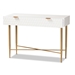 Baxton Studio Galia Modern and Contemporary White Finished Wood and Gold Metal 1-Drawer Console Table - JY20B124-White/Gold-Console