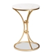 Baxton Studio Tarmon Modern and Contemporary Gold Finished Metal End Table with Marble Tabletop