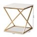 Baxton Studio Hadley Modern and Contemporary Gold Finished Metal End Table with Marble Tabletop - H01-94137-Metal/Marble Side Table
