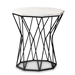 Baxton Studio Venedict Modern and Contemporary Black Metal End Table with Marble Tabletop