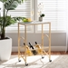 Baxton Studio Jacek Modern and Contemporary Gold Finished Metal Wine Cart with Marble Tabletop - H01-100358-Metal/Marble Cart
