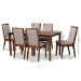 Baxton Studio Rosa Modern and Contemporary Grey Fabric Upholstered and Walnut Brown Finished Wood 7-Piece Dining Set - Rosa-Grey/Walnut-7PC Dining Set