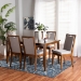 Baxton Studio Rosa Modern and Contemporary Grey Fabric Upholstered and Walnut Brown Finished Wood 7-Piece Dining Set - Rosa-Grey/Walnut-7PC Dining Set