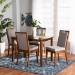Baxton Studio Rosa Modern and Contemporary Grey Fabric Upholstered and Walnut Brown Finished Wood 5-Piece Dining Set - Rosa-Grey/Walnut-5PC Dining Set