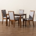Baxton Studio Rosa Modern and Contemporary Grey Fabric Upholstered and Walnut Brown Finished Wood 5-Piece Dining Set - Rosa-Grey/Walnut-5PC Dining Set