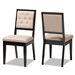 Baxton Studio Gideon Modern and Contemporary Sand Fabric Upholstered and Dark Brown Finished Wood 2-Piece Dining Chair Set