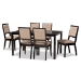 Baxton Studio Suvi Modern and Contemporary Sand Fabric Upholstered and Dark Brown Finished Wood 7-Piece Dining Set
