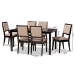 Baxton Studio Suvi Modern and Contemporary Sand Fabric Upholstered and Dark Brown Finished Wood 7-Piece Dining Set - Suvi-Sand/Dark Brown-7PC Dining Set