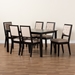 Baxton Studio Suvi Modern and Contemporary Sand Fabric Upholstered and Dark Brown Finished Wood 7-Piece Dining Set - Suvi-Sand/Dark Brown-7PC Dining Set