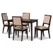 Baxton Studio Suvi Modern and Contemporary Sand Fabric Upholstered and Dark Brown Finished Wood 5-Piece Dining Set