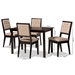 Baxton Studio Suvi Modern and Contemporary Sand Fabric Upholstered and Dark Brown Finished Wood 5-Piece Dining Set - Suvi-Sand/Dark Brown-5PC Dining Set