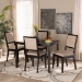 Baxton Studio Suvi Modern and Contemporary Sand Fabric Upholstered and Dark Brown Finished Wood 5-Piece Dining Set - Suvi-Sand/Dark Brown-5PC Dining Set