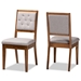 Baxton Studio Gideon Modern and Contemporary Grey Fabric Upholstered and Walnut Brown Finished Wood 2-Piece Dining Chair Set