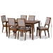 Baxton Studio Suvi Modern and Contemporary Grey Fabric Upholstered and Walnut Brown Finished Wood 7-Piece Dining Set - Suvi-Grey/Walnut-7PC Dining Set