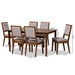 Baxton Studio Suvi Modern and Contemporary Grey Fabric Upholstered and Walnut Brown Finished Wood 7-Piece Dining Set - Suvi-Grey/Walnut-7PC Dining Set
