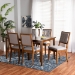 Baxton Studio Suvi Modern and Contemporary Grey Fabric Upholstered and Walnut Brown Finished Wood 7-Piece Dining Set - Suvi-Grey/Walnut-7PC Dining Set