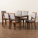Baxton Studio Suvi Modern and Contemporary Grey Fabric Upholstered and Walnut Brown Finished Wood 7-Piece Dining Set - Suvi-Grey/Walnut-7PC Dining Set