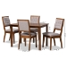 Baxton Studio Suvi Modern and Contemporary Grey Fabric Upholstered and Walnut Brown Finished Wood 5-Piece Dining Set - Suvi-Grey/Walnut-5PC Dining Set
