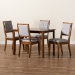 Baxton Studio Suvi Modern and Contemporary Grey Fabric Upholstered and Walnut Brown Finished Wood 5-Piece Dining Set - Suvi-Grey/Walnut-5PC Dining Set