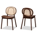 Baxton Studio Halen Mid-Century Modern Brown Woven Rattan and Walnut Brown Wood Finished 2-Piece Cane Dining Chair Set