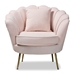 Baxton Studio Garson Glam and Luxe Blush Pink Velvet Fabric Upholstered and Gold Metal Finished Accent Chair - DC-02-2-Velvet Light Pink-Chair