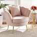 Baxton Studio Garson Glam and Luxe Blush Pink Velvet Fabric Upholstered and Gold Metal Finished Accent Chair - DC-02-2-Velvet Light Pink-Chair