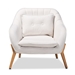Baxton Studio Valentina Mid-Century Modern Transitional Beige Velvet Fabric Upholstered and Natural Wood Finished Armchair - 924-Velvet Beige-Chair