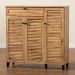 Baxton Studio Coolidge Modern and Contemporary Oak Brown Finished Wood 3-Door Shoe Storage Cabinet with Drawer - FP-05LV-Wotan Oak