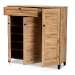Baxton Studio Coolidge Modern and Contemporary Oak Brown Finished Wood 3-Door Shoe Storage Cabinet with Drawer - FP-05LV-Wotan Oak