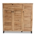 Baxton Studio Coolidge Modern and Contemporary Oak Brown Finished Wood 3-Door Shoe Storage Cabinet with Drawer - FP-05LV-Wotan Oak