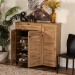 Baxton Studio Coolidge Modern and Contemporary Oak Brown Finished Wood 3-Door Shoe Storage Cabinet with Drawer - FP-05LV-Wotan Oak