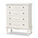 Baxton Studio Callen Classic and Traditional White Finished Wood 4-Drawer Storage Cabinet